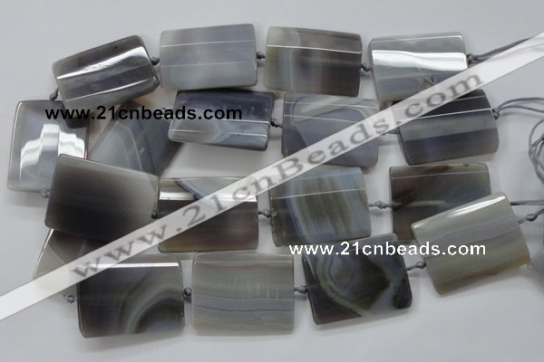 CAA255 15.5 inches 30*40mm faceted rectangle grey line agate beads