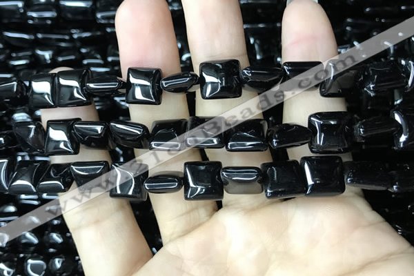 CAA2554 15.5 inches 8*8mm square black agate beads wholesale