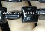 CAA2555 15.5 inches 10*10mm square black agate beads wholesale