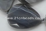 CAA256 15.5 inches 30*40mm faceted teardrop grey line agate beads