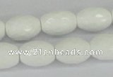 CAA26 15.5 inches 12*16mm faceted rice white agate gemstone beads