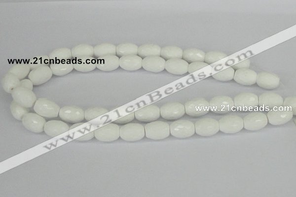 CAA26 15.5 inches 12*16mm faceted rice white agate gemstone beads