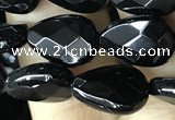 CAA2600 15.5 inches 8*12mm faceted flat teardrop black agate beads