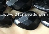 CAA2603 15.5 inches 13*18mm faceted flat teardrop black agate beads