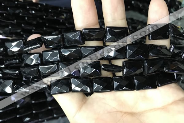 CAA2619 15.5 inches 10*14mm faceted rectangle black agate beads