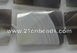 CAA262 25*35mm twisted & faceted rectangle grey line agate beads