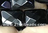 CAA2620 15.5 inches 12*16mm faceted rectangle black agate beads