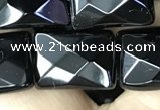 CAA2621 15.5 inches 13*18mm faceted rectangle black agate beads