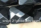 CAA2623 15.5 inches 18*25mm faceted rectangle black agate beads