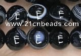 CAA2637 15.5 inches 8mm round banded black agate beads wholesale