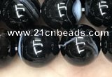 CAA2639 15.5 inches 12mm round banded black agate beads wholesale