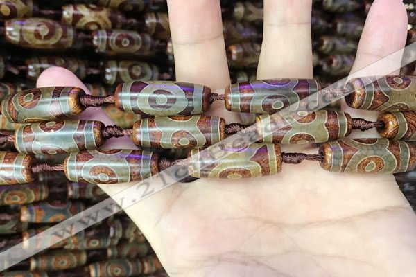 CAA2663 15.5 inches 10*28mm - 11*30mm rice tibetan agate dzi beads