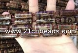 CAA2665 15.5 inches 8*28mm - 10*31mm tube tibetan agate dzi beads