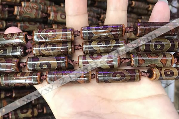 CAA2665 15.5 inches 8*28mm - 10*31mm tube tibetan agate dzi beads