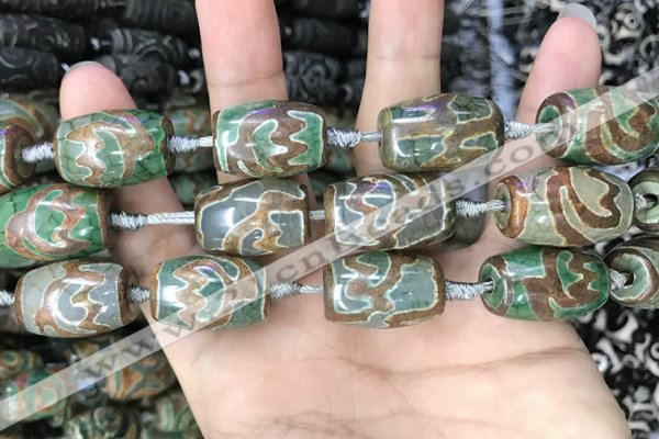 CAA2668 15.5 inches 13*22mm - 15*23mm drum tibetan agate dzi beads