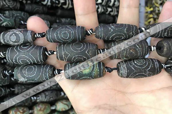 CAA2673 15.5 inches 12*30mm - 14*30mm rice tibetan agate dzi beads