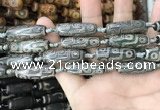 CAA2678 15.5 inches 9*29mm - 10*30mm rice tibetan agate dzi beads