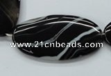 CAA268 15.5 inches 25*48mm oval black line agate gemstone beads