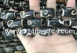 CAA2686 15.5 inches 13*22mm - 14*25mm drum tibetan agate dzi beads