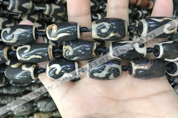 CAA2686 15.5 inches 13*22mm - 14*25mm drum tibetan agate dzi beads