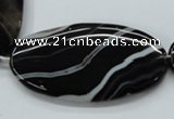 CAA269 15.5 inches 30*55mm oval black line agate gemstone beads