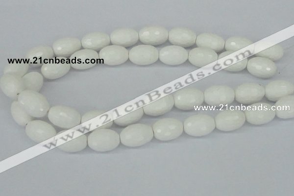 CAA27 15.5 inches 15*20mm faceted rice white agate gemstone beads