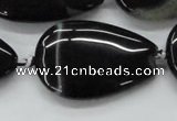 CAA270 15.5 inches 25*40mm flat teardrop black line agate beads