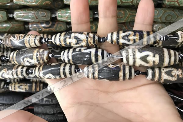 CAA2714 15.5 inches 14*38mm - 16*43mm rice tibetan agate dzi beads