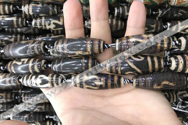 CAA2716 15.5 inches 14*38mm - 16*43mm rice tibetan agate dzi beads