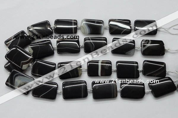 CAA272 15.5 inches 22*30mm rectangle black line agate beads