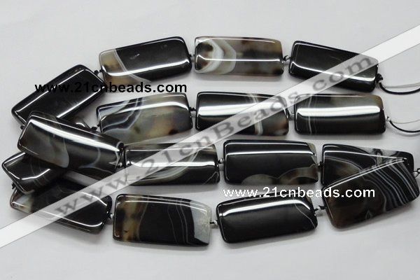 CAA274 15.5 inches 25*50mm rectangle black line agate beads