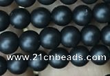 CAA2759 15.5 inches 2mm round matte black agate beads wholesale