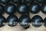 CAA2762 15.5 inches 6mm round matte black agate beads wholesale