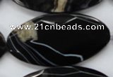 CAA277 15.5 inches 30*60mm faceted oval black line agate beads