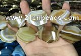 CAA2770 25*32mm - 27*35mm faceted freeform line agate beads