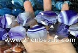 CAA2771 25*32mm - 27*35mm faceted freeform line agate beads