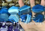 CAA2774 25*32mm - 27*35mm faceted freeform line agate beads