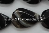 CAA278 15.5 inches 23*30mm faceted teardrop black line agate beads