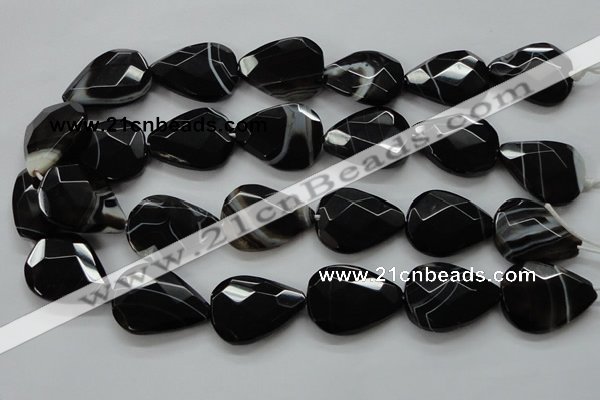 CAA278 15.5 inches 23*30mm faceted teardrop black line agate beads