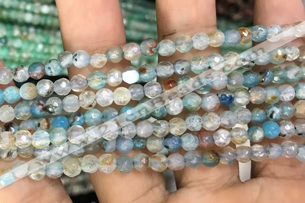 CAA2803 15 inches 4mm faceted round fire crackle agate beads wholesale