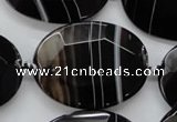 CAA282 15.5 inches 30*40mm faceted oval black line agate beads