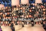 CAA2820 15 inches 4mm faceted round fire crackle agate beads wholesale