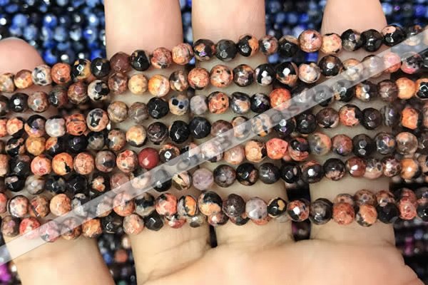 CAA2820 15 inches 4mm faceted round fire crackle agate beads wholesale