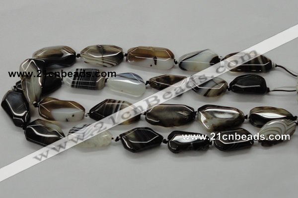 CAA283 15.5 inches 18*30mm freeform black line agate beads