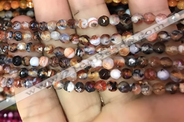 CAA2830 15 inches 4mm faceted round fire crackle agate beads wholesale