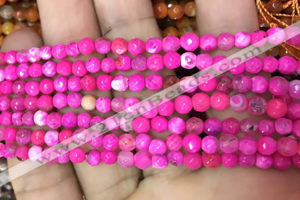 CAA2831 15 inches 4mm faceted round fire crackle agate beads wholesale