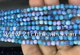 CAA2834 15 inches 4mm faceted round fire crackle agate beads wholesale