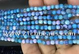 CAA2834 15 inches 4mm faceted round fire crackle agate beads wholesale