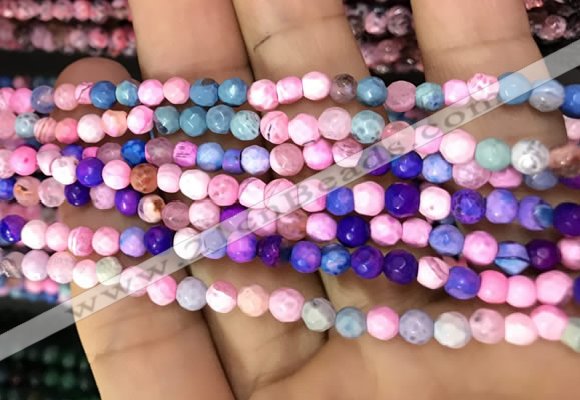 CAA2837 15 inches 4mm faceted round fire crackle agate beads wholesale