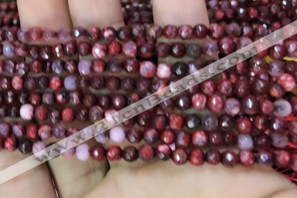 CAA2839 15 inches 4mm faceted round fire crackle agate beads wholesale